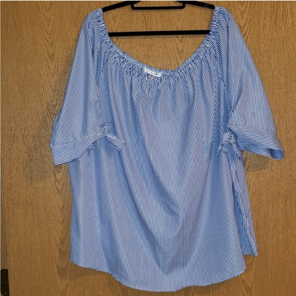 Roommates Blue and White Striped Blouse
